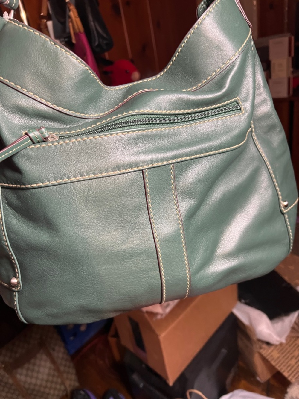Tignanello Women’s Green Leather Satchel Handbag - Picture 4 of 4